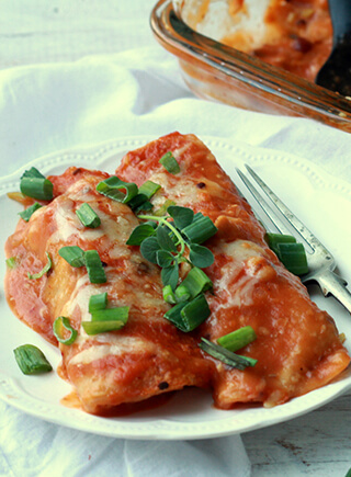 BEAN AND TARTARE DIP ENCHILADAS